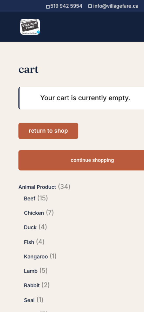 Cart page with the proposed restyle applied, mobile view