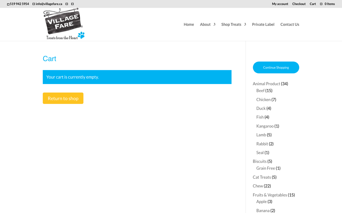 Cart page with the shop's current styling, desktop view
